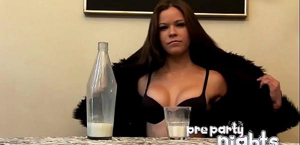  I like drinking milk naked and touching my pussy